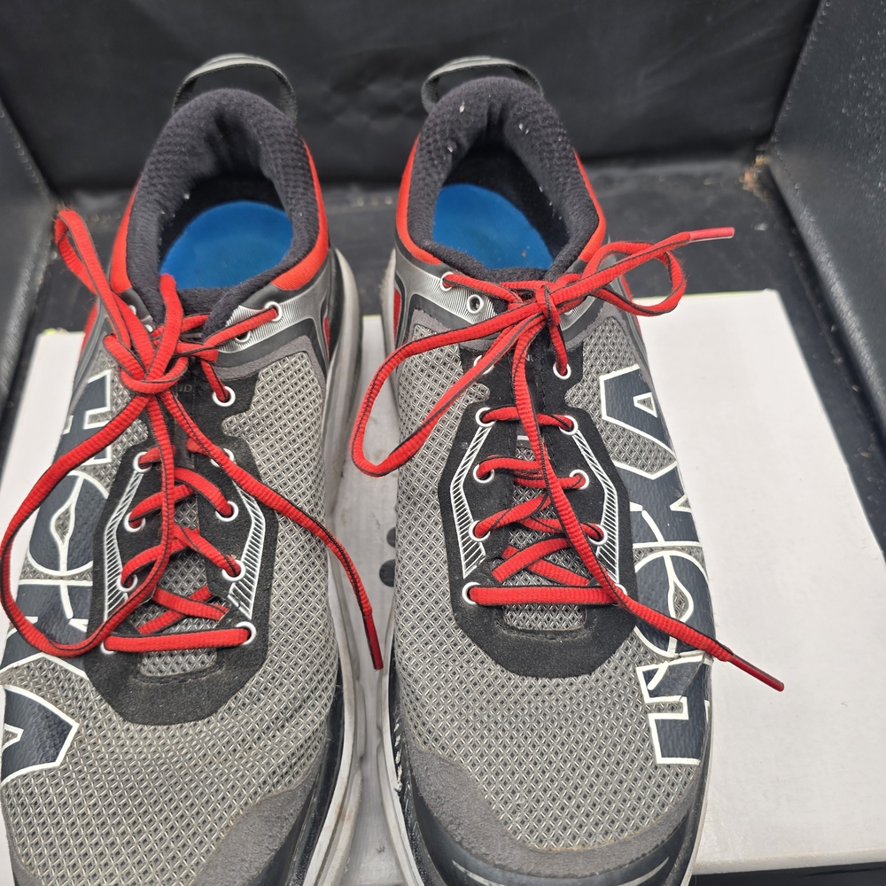Hoka Men's Athletic Shoes in Gray with Red Accents